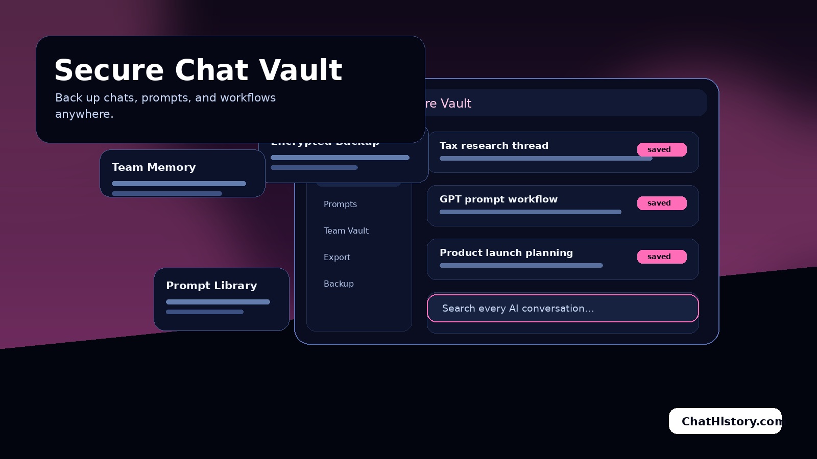 Secure AI chat vault product scene